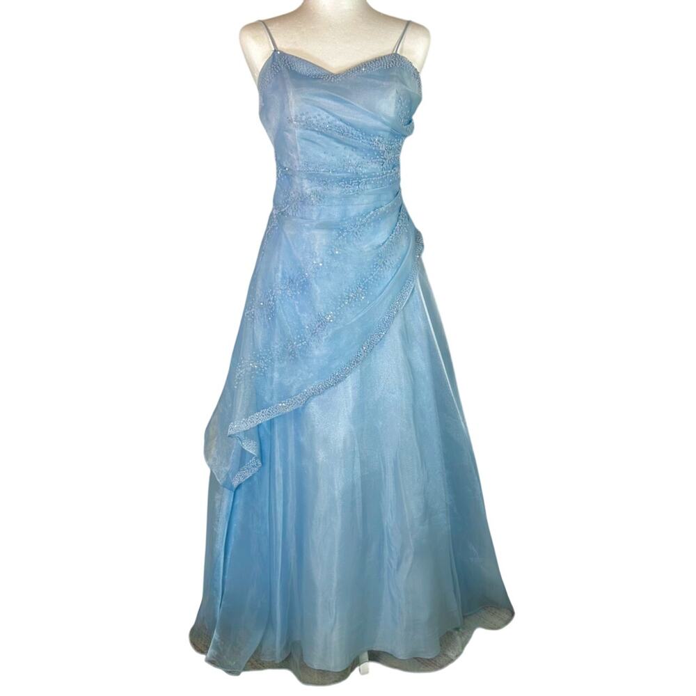 VTG Fairytale Blue Fairy Evening Gown XS Cinderella Princess Ball Gown Coquette - Picture 5 of 13